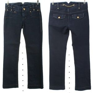 ARMANI EXCHANGE A|X Dark Indigo Wash Straight Leg Jeans with Chain Accent